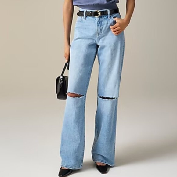 J.Crew Lower-Rise Distressed Wide-Leg Jean – SYNNIVA Wash – Size 24 - Picture 1 of 4